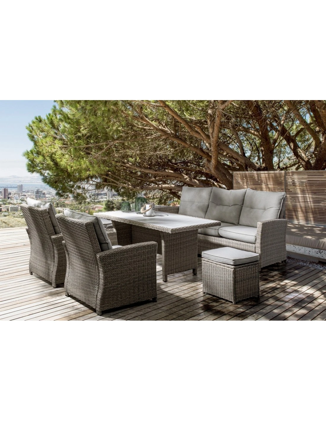 Salon De Jardin Ariel - 7 Places - Résine Synthétique Naturel 4 Salon De Jardin Ariel - 7 Places - Résine Synthétique Naturel – Image 2