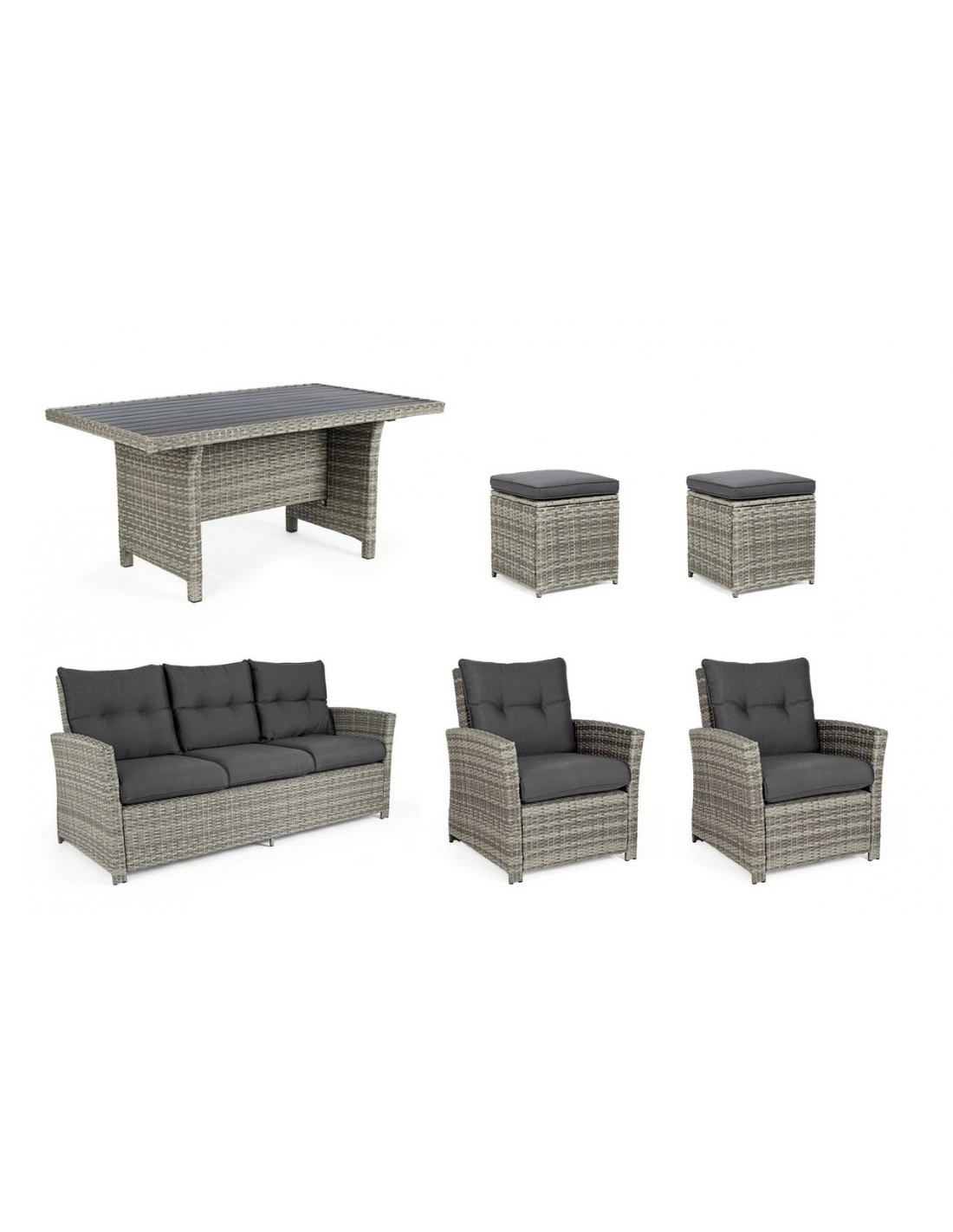 Salon De Jardin Ariel - Résine Tressée Grise - 7 Places 6 Salon De Jardin Ariel - Résine Tressée Grise - 7 Places – Image 4
