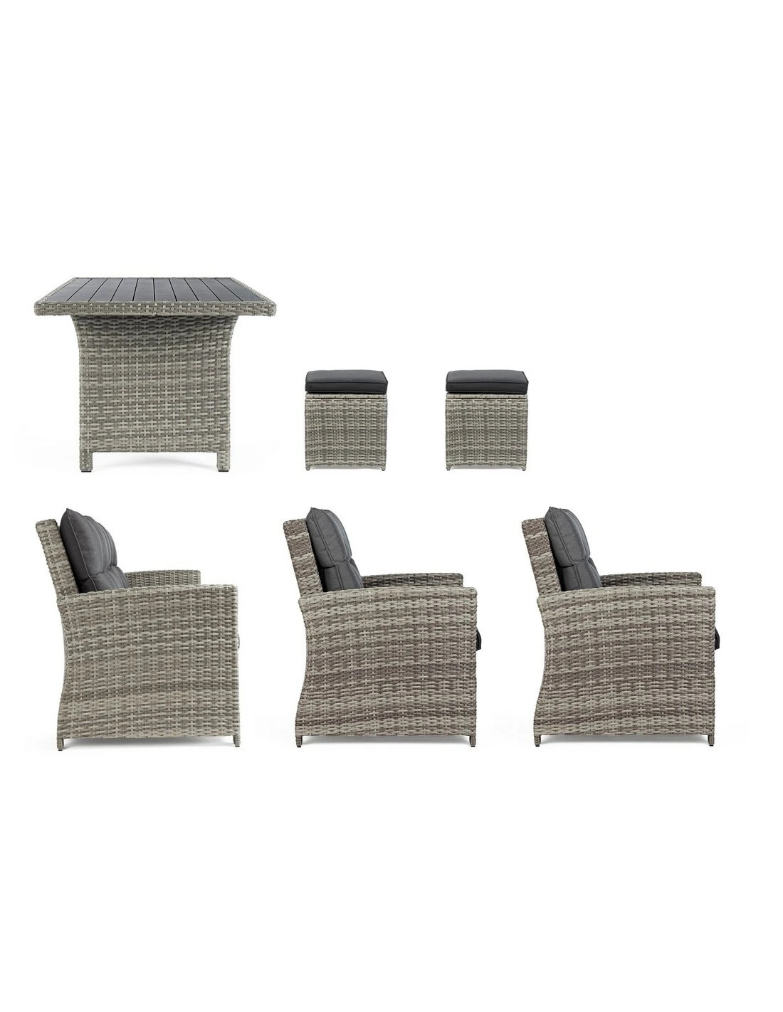 Salon De Jardin Ariel - Résine Tressée Grise - 7 Places 7 Salon De Jardin Ariel - Résine Tressée Grise - 7 Places – Image 5