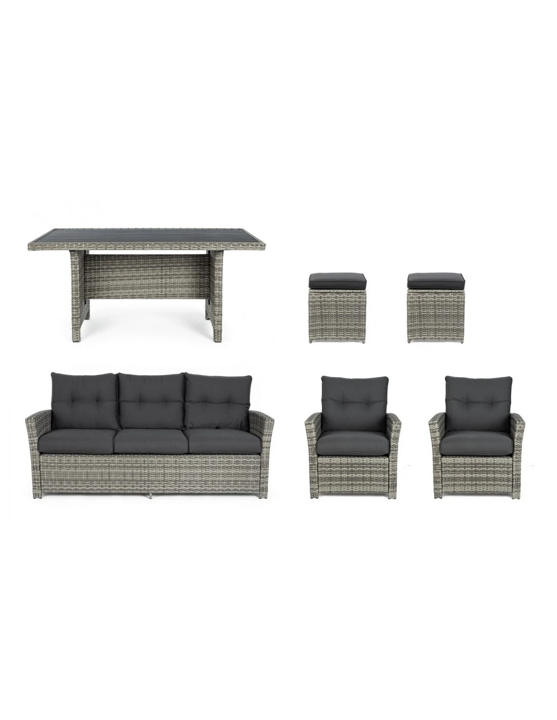 Salon De Jardin Ariel - Résine Tressée Grise - 7 Places 8 Salon De Jardin Ariel - Résine Tressée Grise - 7 Places – Image 6