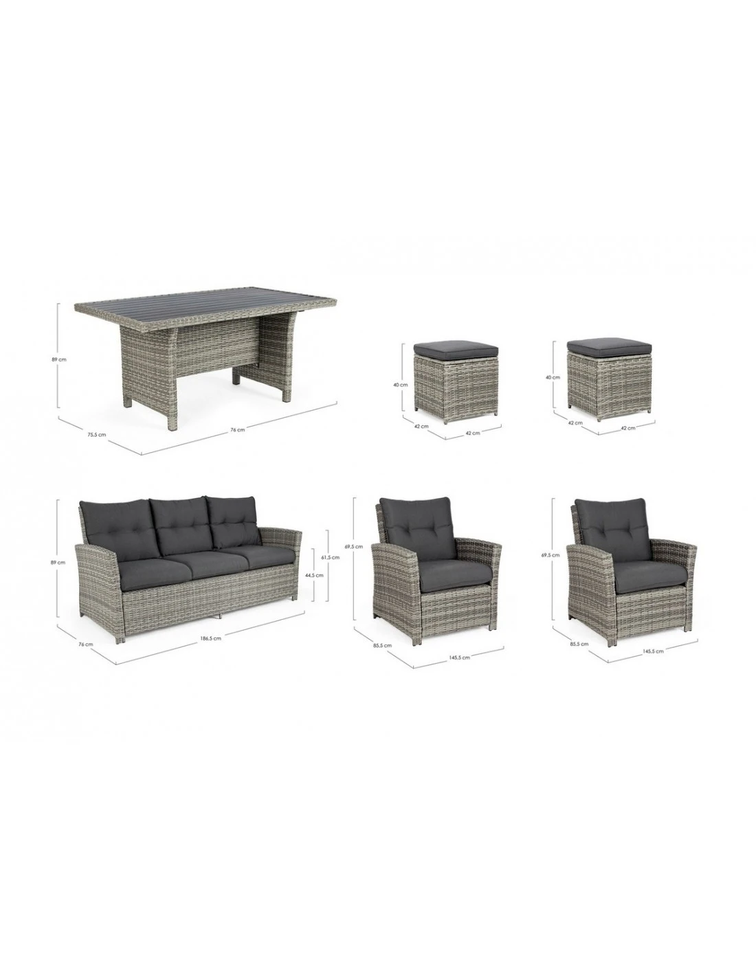 Salon De Jardin Ariel - Résine Tressée Grise - 7 Places 9 Salon De Jardin Ariel - Résine Tressée Grise - 7 Places – Image 7