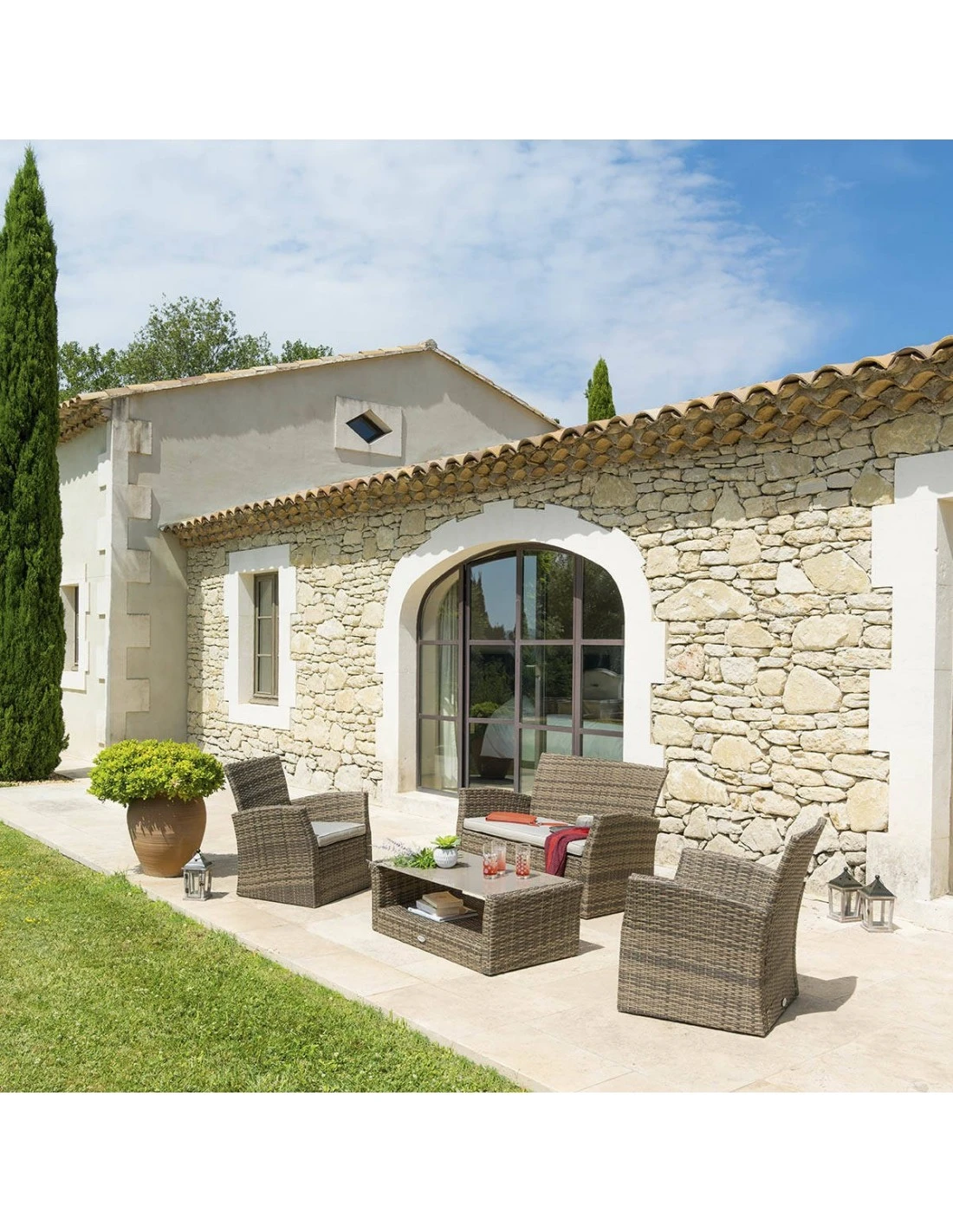 Salon De Jardin Bora Bora - 4 Places - Résine Tressée Et Acier époxy - Naturae 3 Salon De Jardin Bora Bora - 4 Places - Résine Tressée Et Acier époxy - Naturae