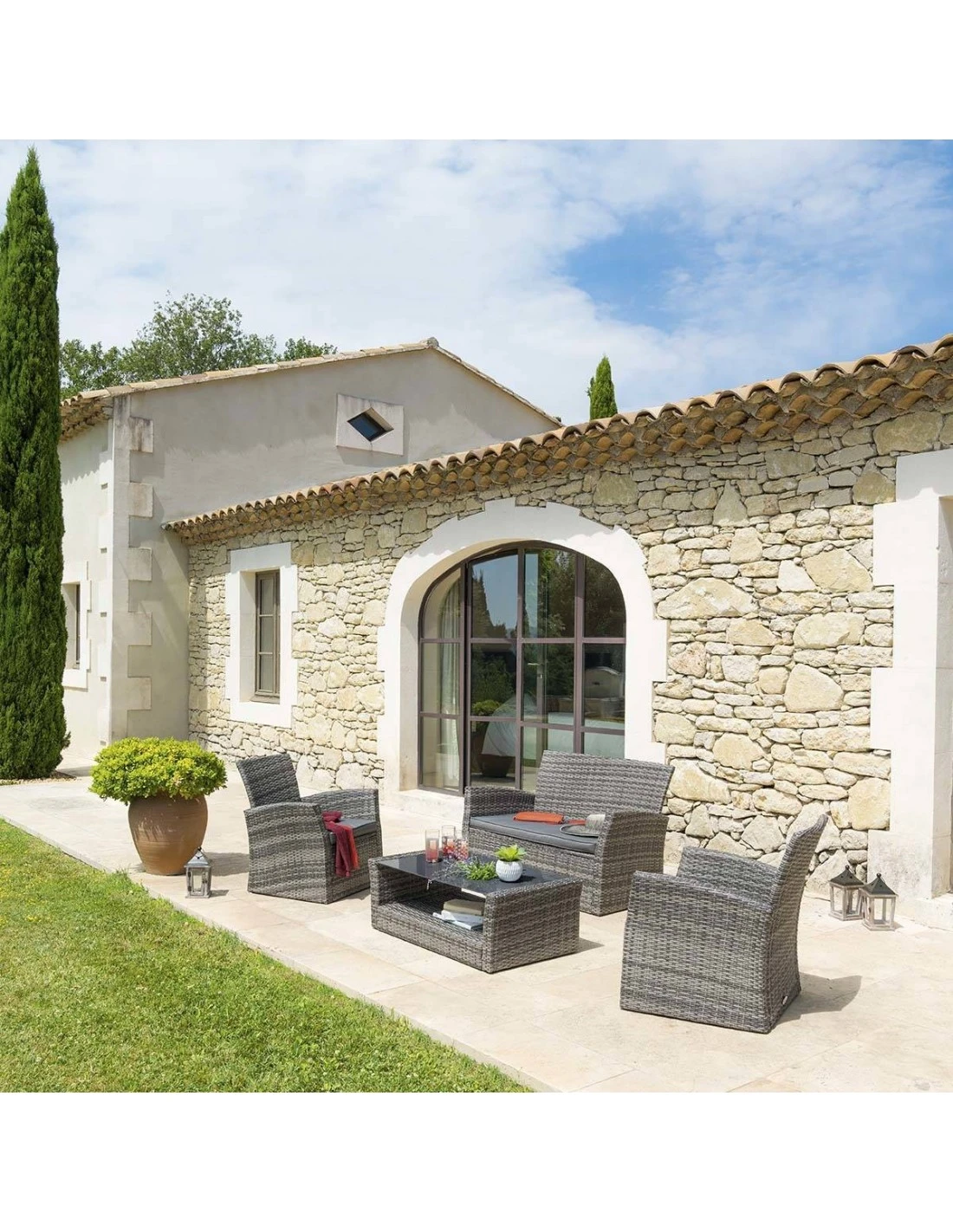 Salon De Jardin Bora Bora - 4 Places - Résine Tressée Et Acier époxy - Terre D'ombre 3 Salon De Jardin Bora Bora - 4 Places - Résine Tressée Et Acier époxy - Terre D'ombre