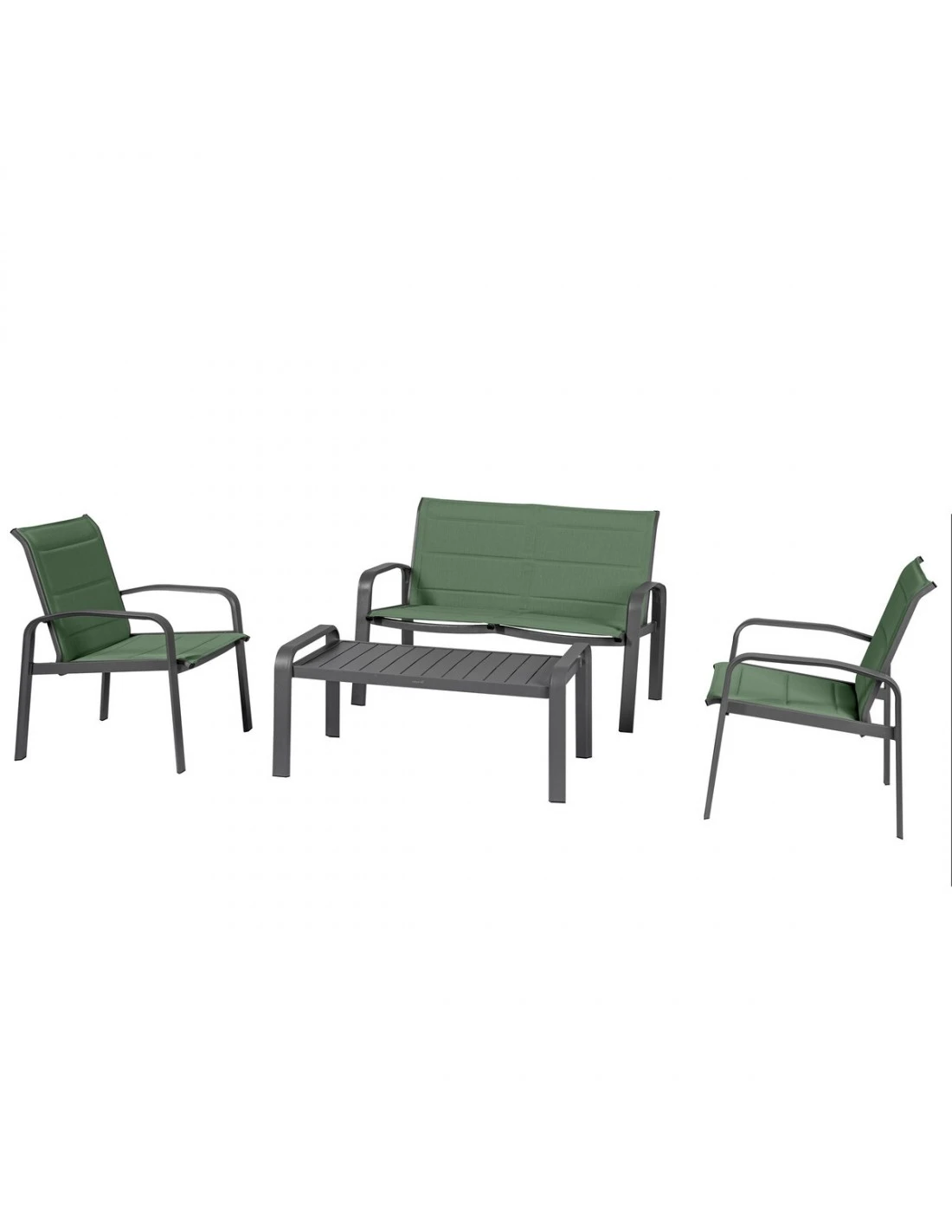 Salon De Jardin ELYN 4 Places - Aluminium Et Texaline - Vert Olive Et Graphite 3 Salon De Jardin ELYN 4 Places - Aluminium Et Texaline - Vert Olive Et Graphite