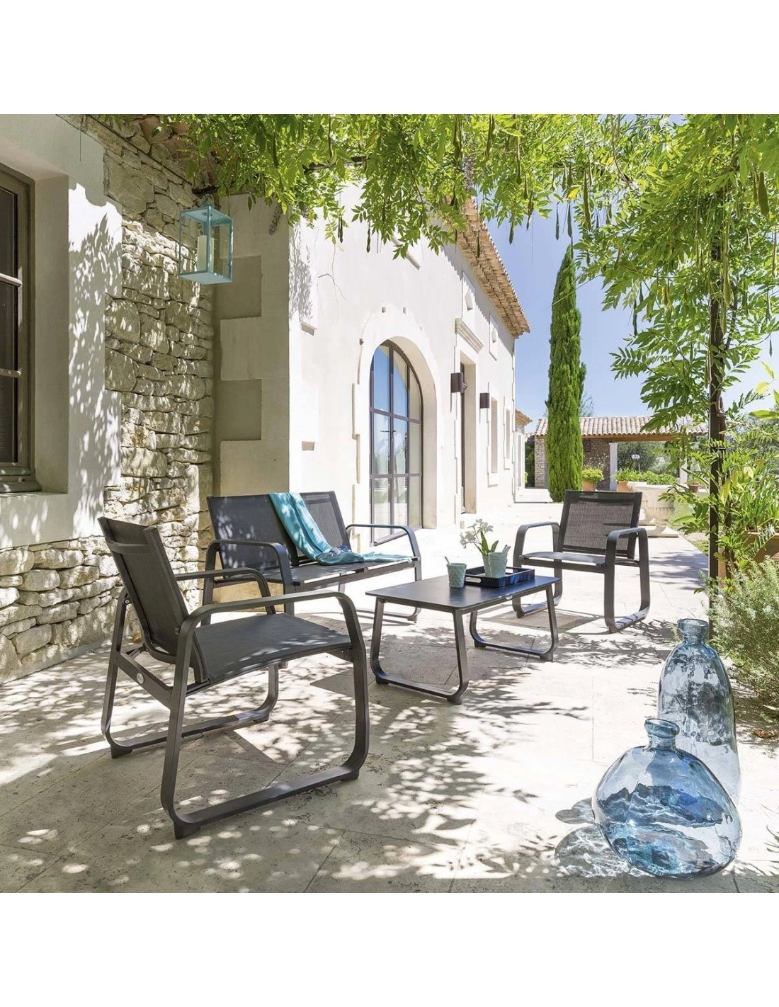 Salon De Jardin Gili 4 Places - Aluminium Et Texaline - Graphite / Anthracite Chiné 3 Salon De Jardin Gili 4 Places - Aluminium Et Texaline - Graphite / Anthracite Chiné