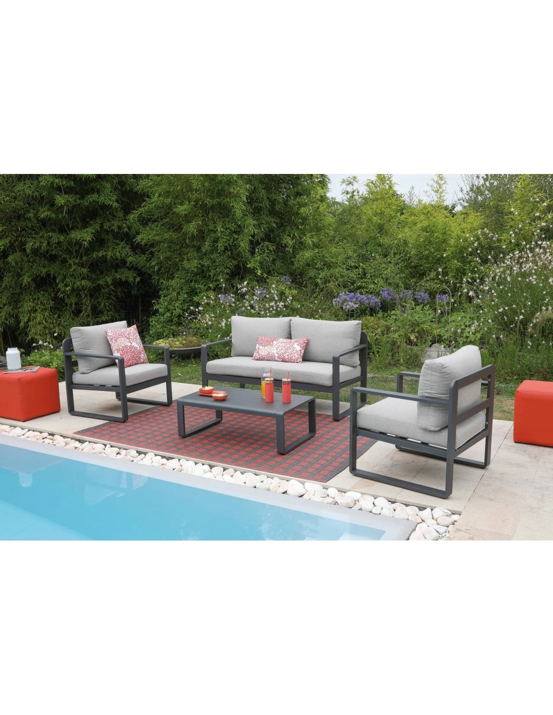 Salon De Jardin Mojito 4 Places - Aluminium Graphite - Graphite 4 Salon De Jardin Mojito 4 Places - Aluminium Graphite - Graphite – Image 2