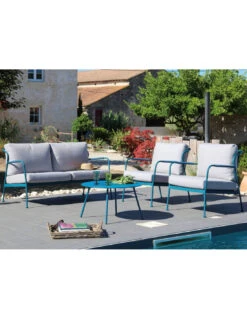 Salon De Jardin Noa 4 Places En Acier - Bleu/Beige Clair 9 Salon De Jardin Noa 4 Places En Acier - Bleu/Beige Clair -Petit Coin Vert Magasin salon de jardin noa 4 places en acier bleubeige clair 3