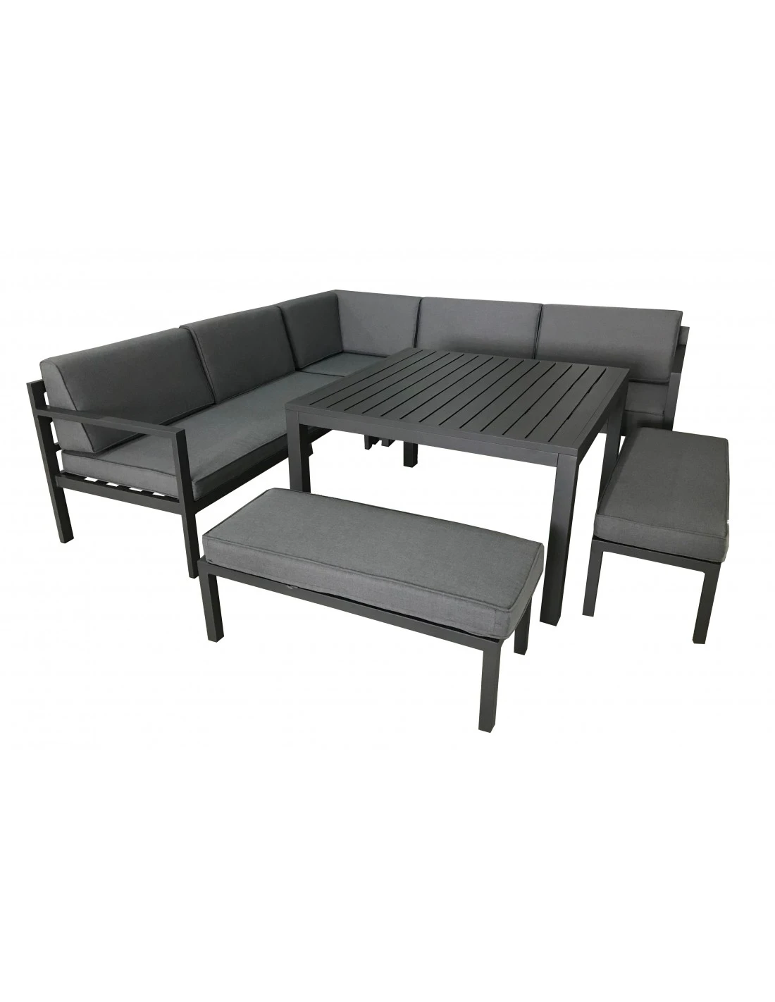 Salon De Jardin Royan II D'angle - 8 Places En Aluminium Gris 3 Salon De Jardin Royan II D'angle - 8 Places En Aluminium Gris