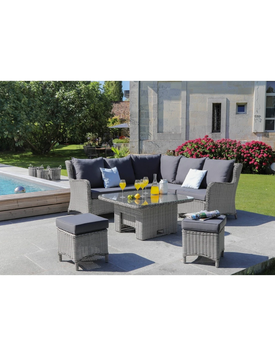 Salon De Jardin D'angle Toulon - Aluminium Et Résine Tressée - Gris 4 Salon De Jardin D'angle Toulon - Aluminium Et Résine Tressée - Gris – Image 2