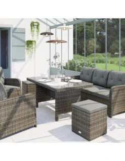 Salon Repas Mayari 7 Places - Résine Tressée Terre D'ombre 17 Salon Repas Mayari 7 Places - Résine Tressée Terre D'ombre -Petit Coin Vert Magasin salon repas mayari 7 places resine tressee terre d ombre 2