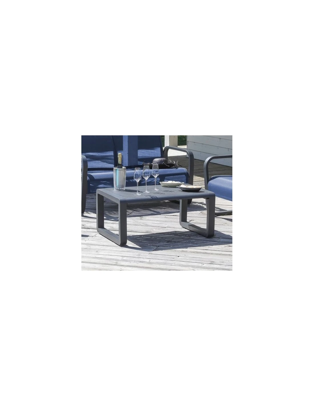 Table Basse De Jardin Quenza II En Aluminium Graphite Avec Plateau à Lattes 4 Table Basse De Jardin Quenza II En Aluminium Graphite Avec Plateau à Lattes – Image 2