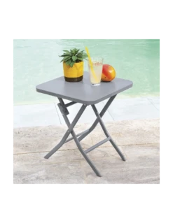 Table D'appoint Greensboro Carrée Pliante - Acier époxy - Quartz -Petit Coin Vert Magasin table d appoint greensboro carree pliante acier epoxy quartz 1