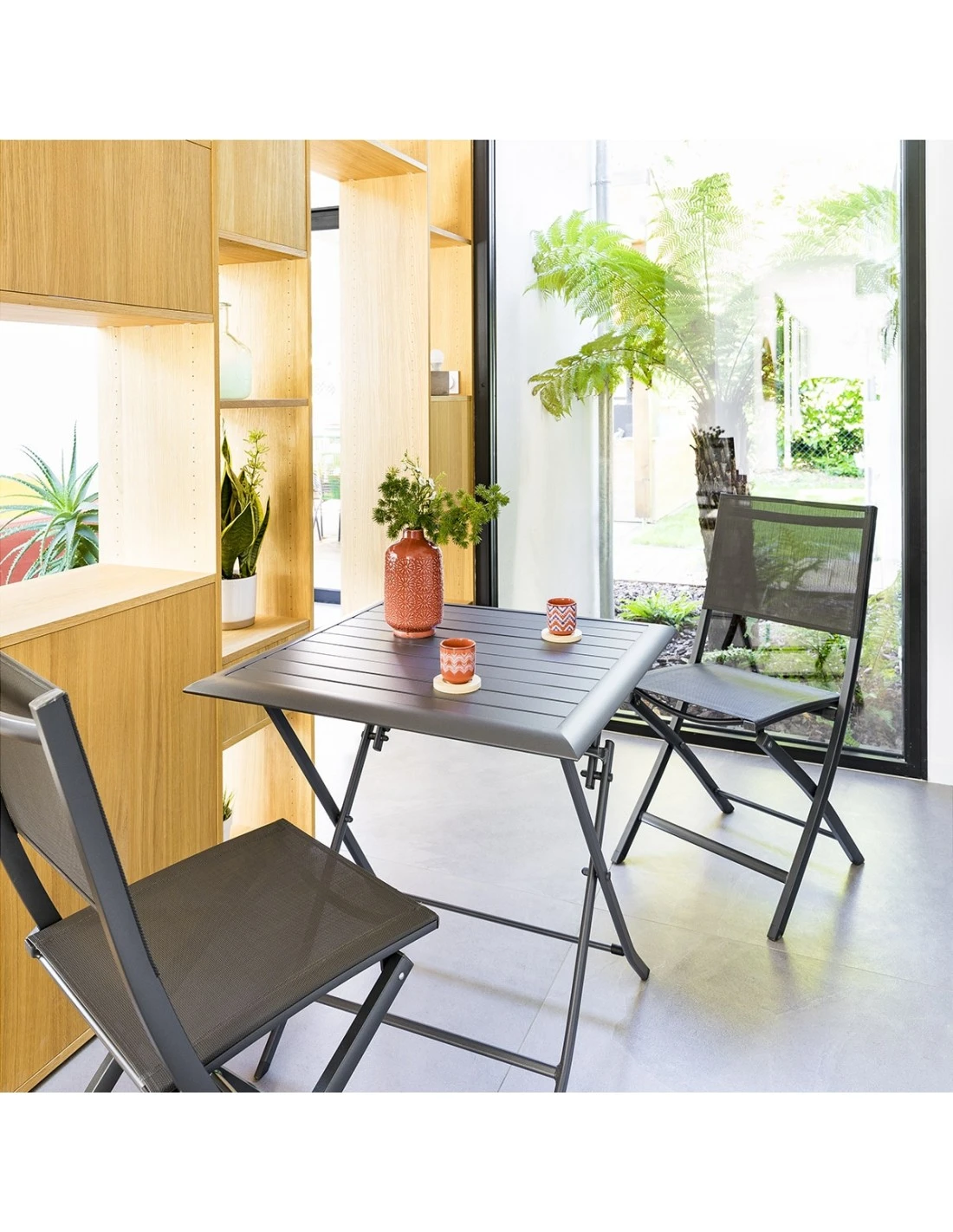 Table De Jardin Azua Pliante Carrée 2 Places - Aluminium - Graphite 4 Table De Jardin Azua Pliante Carrée 2 Places - Aluminium - Graphite – Image 2