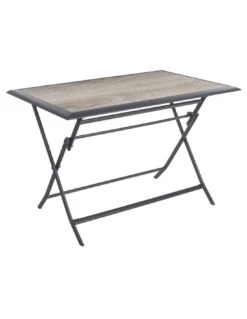 Table De Jardin Azua Pliante Rectangle 6 Places - Aluminium - Gris Smoke Plateau Effet Bois