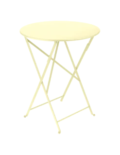 Table De Jardin Bistro D.60 Cm - Métal Ronde Pliante - Citron Givré