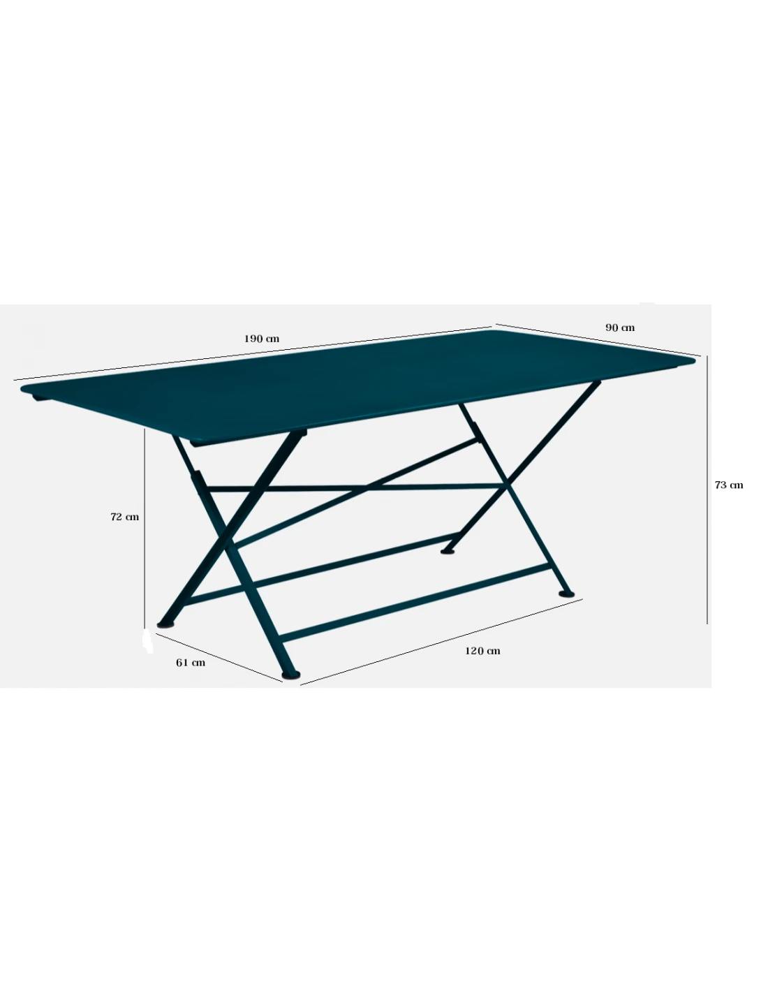 Table De Jardin Cargo 190x90 Cm - Métal Rectangle Pliante - Bleu Acapulco 5 Table De Jardin Cargo 190x90 Cm - Métal Rectangle Pliante - Bleu Acapulco – Image 3