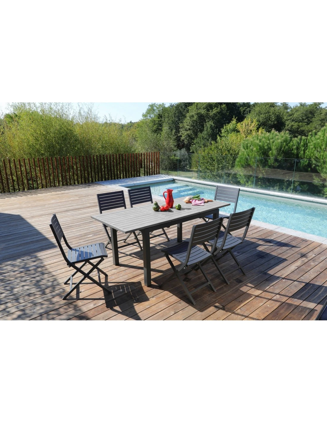 Table De Jardin COME 130/180 X 80 Cm - Graphite / BF 5 Table De Jardin COME 130/180 X 80 Cm - Graphite / BF – Image 3