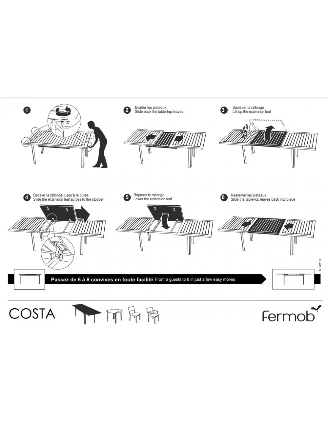 Table De Jardin Costa à Allonges 160/240 X 90 Cm 10 Places - Carbone 5 Table De Jardin Costa à Allonges 160/240 X 90 Cm 10 Places - Carbone – Image 3