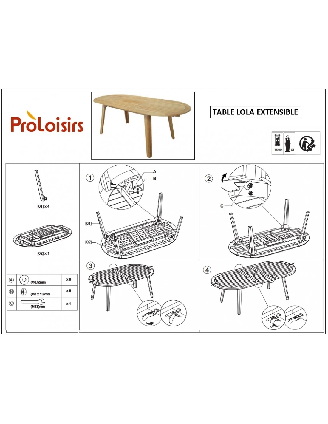 Table De Jardin En Bois Lola En Teck 200/240 Cm 10 Table De Jardin En Bois Lola En Teck 200/240 Cm – Image 8