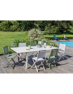 Table De Jardin Extensible GENES 160/240 X 100 Cm - Aluminium - Crème