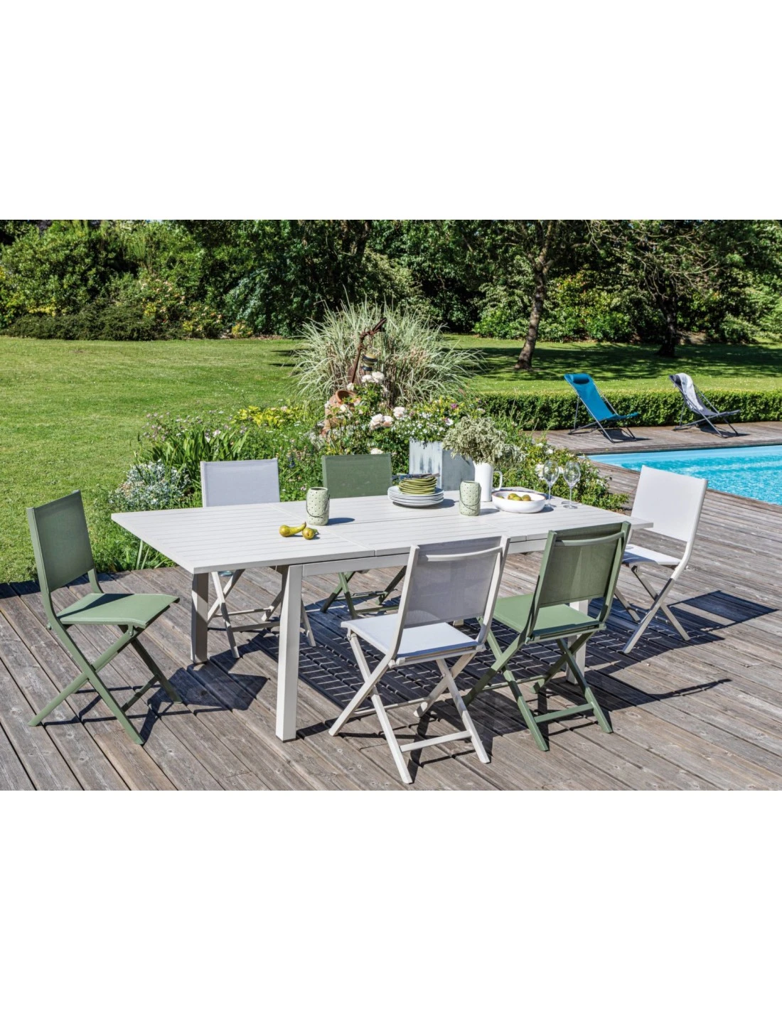 Table De Jardin Extensible GENES 160/240 X 100 Cm - Aluminium - Crème 3 Table De Jardin Extensible GENES 160/240 X 100 Cm - Aluminium - Crème