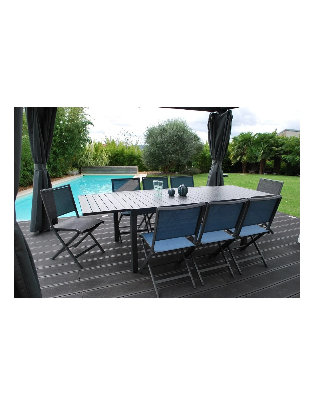 Table De Jardin Extensible LANZA - L.165/261x100 Cm Aluminium Imitation Bois 4 Table De Jardin Extensible LANZA - L.165/261x100 Cm Aluminium Imitation Bois – Image 2