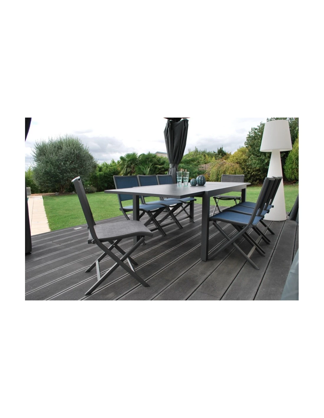 Table De Jardin Extensible LANZA - L.165/261x100 Cm Aluminium Imitation Bois 5 Table De Jardin Extensible LANZA - L.165/261x100 Cm Aluminium Imitation Bois – Image 3