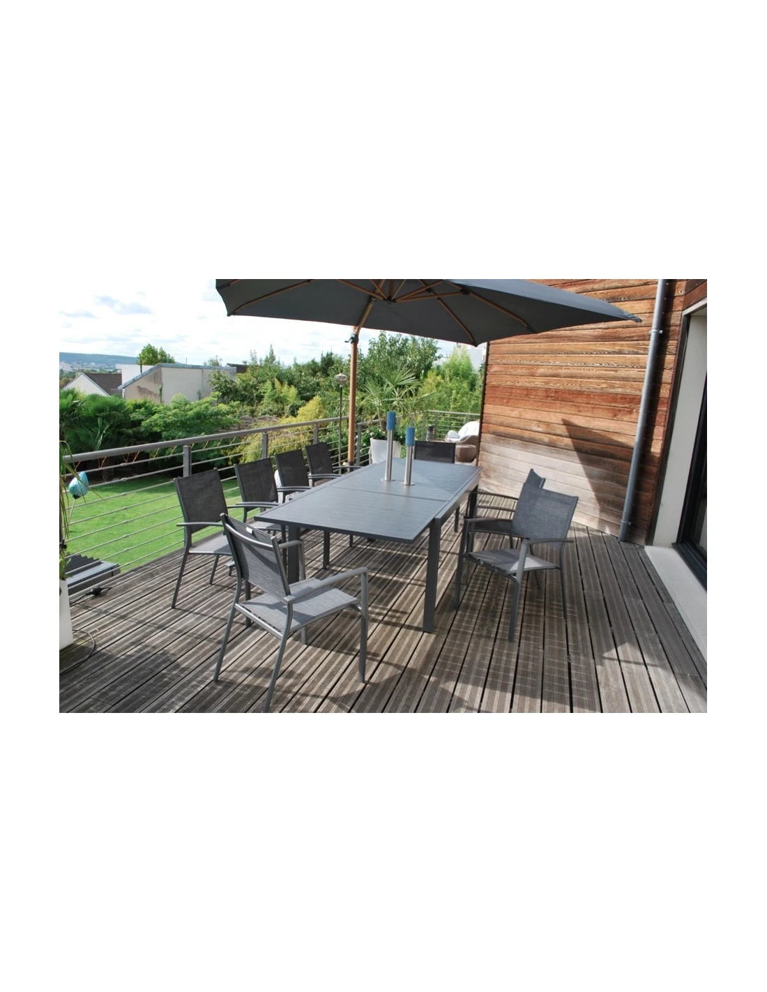 Table De Jardin Extensible LANZA - L.165/261x100 Cm Aluminium Imitation Bois 6 Table De Jardin Extensible LANZA - L.165/261x100 Cm Aluminium Imitation Bois – Image 4