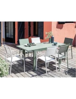 Table De Jardin GENES Extensible L.110/170 X H.70 Cm - Aluminium - Vert