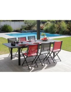 Table De Jardin Louisiane II 187 / 247 Cm X 100 Cm 8 Table De Jardin Louisiane II 187 / 247 Cm X 100 Cm -Petit Coin Vert Magasin table de jardin louisiane extensible aluminium graphite 2