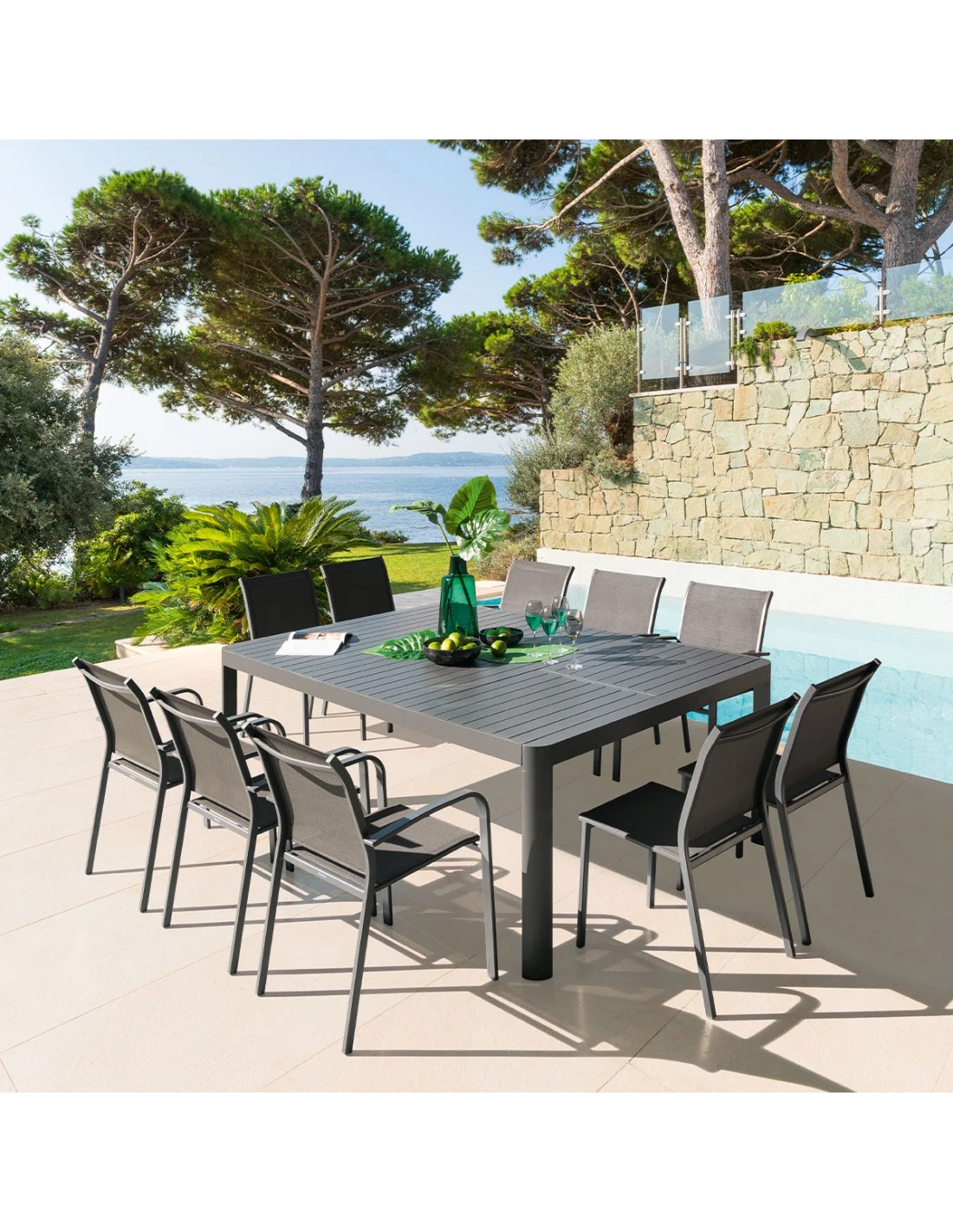 Table De Jardin Paradize Carrée Extensible - Aluminium Graphite 3 Table De Jardin Paradize Carrée Extensible - Aluminium Graphite