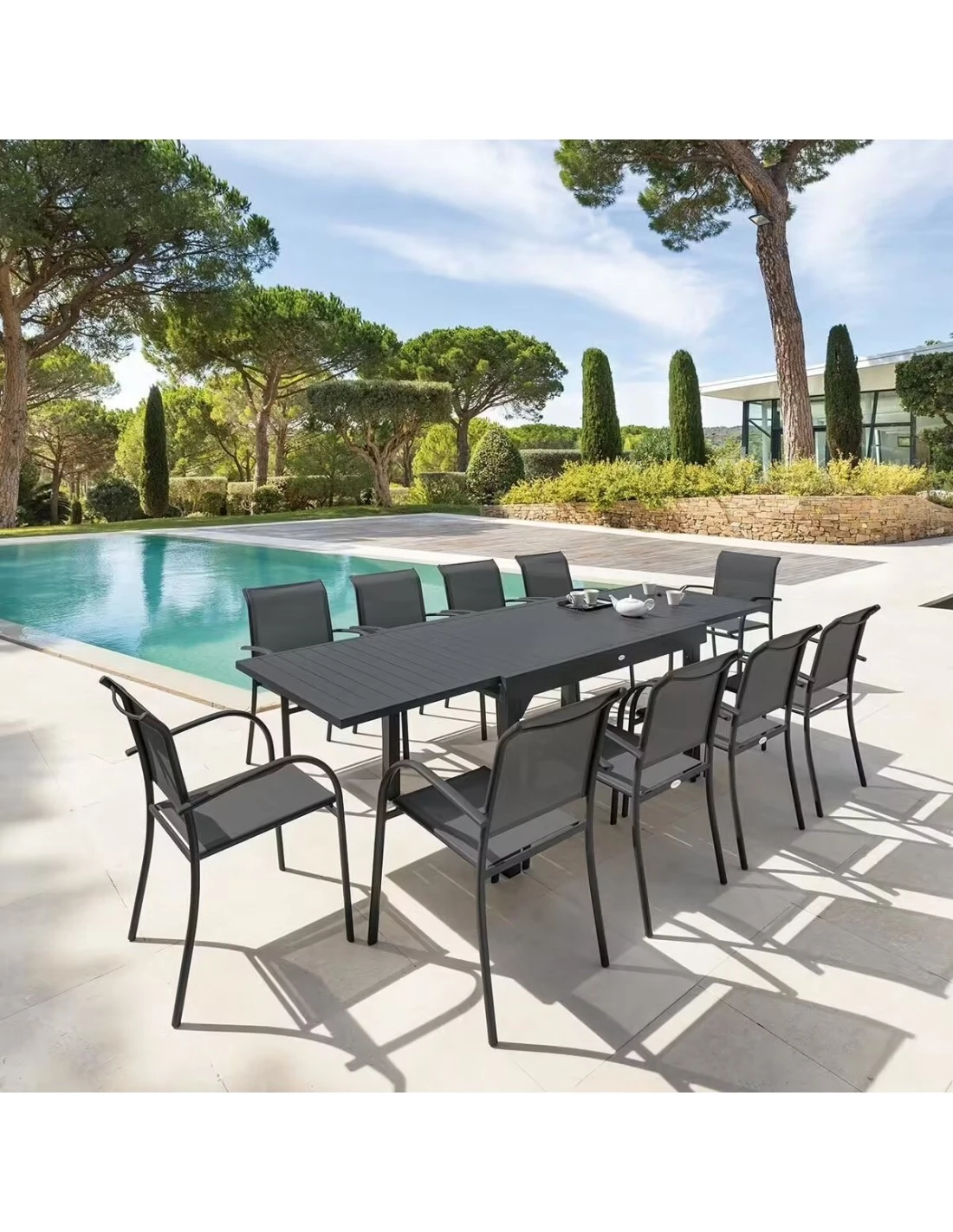 Table De Jardin Piazza Extensible 10 Places - Aluminium Graphite 3 Table De Jardin Piazza Extensible 10 Places - Aluminium Graphite