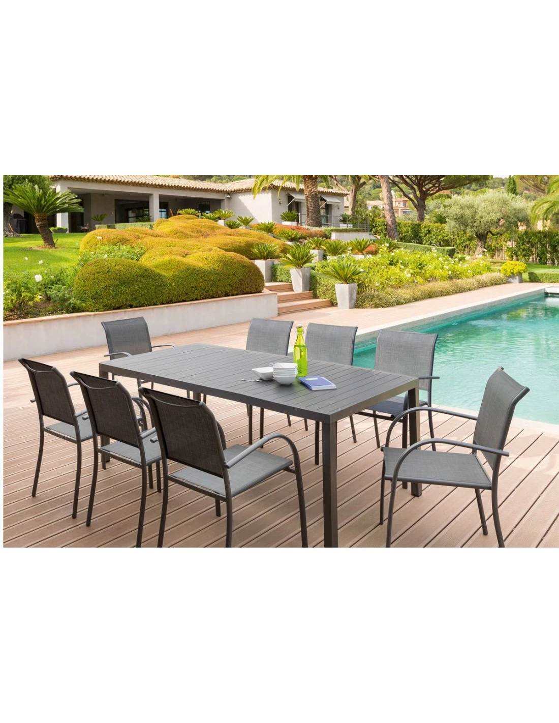 Table De Jardin Piazza Fixe - 8 Places - Aluminium Graphique 4 Table De Jardin Piazza Fixe - 8 Places - Aluminium Graphique – Image 2