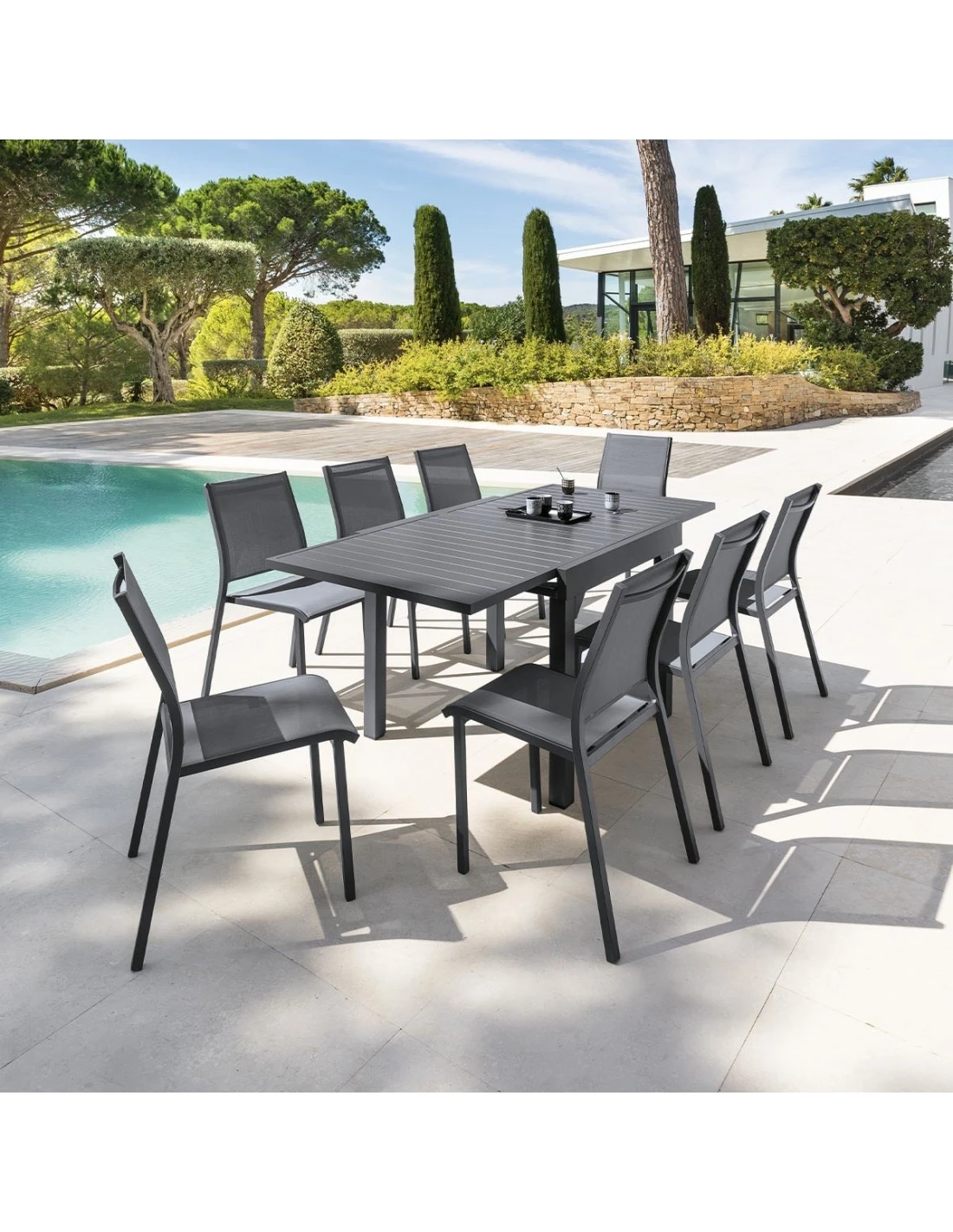 Table De Jardin Piazza Graphite Extensible 8 Places - Aluminium 3 Table De Jardin Piazza Graphite Extensible 8 Places - Aluminium