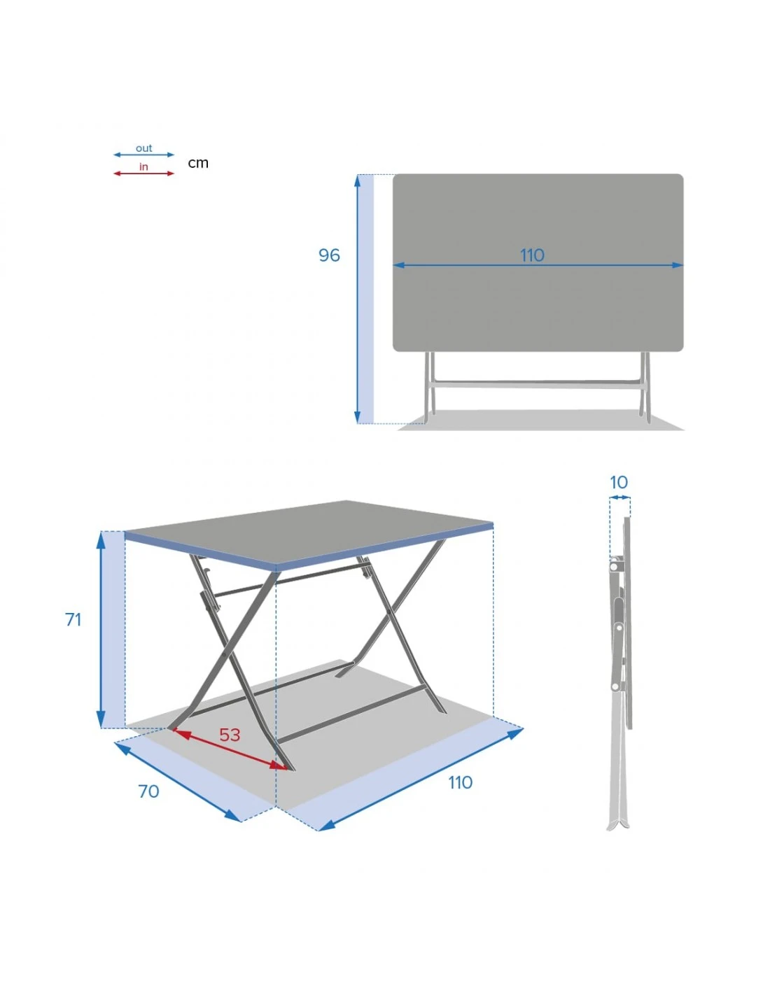 Table De Jardin Rectangle Greensboro Pliante 4 Places - Jade 6 Table De Jardin Rectangle Greensboro Pliante 4 Places - Jade – Image 4