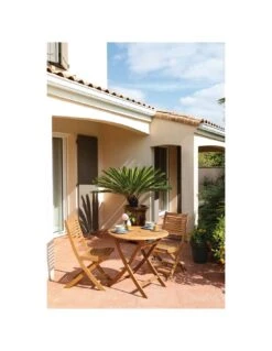 Table De Jardin Sophie Pliante Ronde En Eucalyptus - 80 Cm -Petit Coin Vert Magasin table de jardin sophie pliante ronde en eucalyptus 3