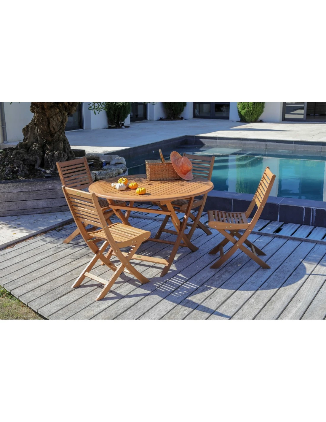Table De Jardin Sophie Pliante Ronde En Eucalyptus - 120 Cm 3 Table De Jardin Sophie Pliante Ronde En Eucalyptus - 120 Cm