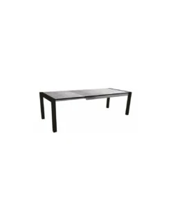 Table Extensible Aluminium Noir Mat 174 (214/254) X 90 Cm Plateau HPL - Gris Métallique