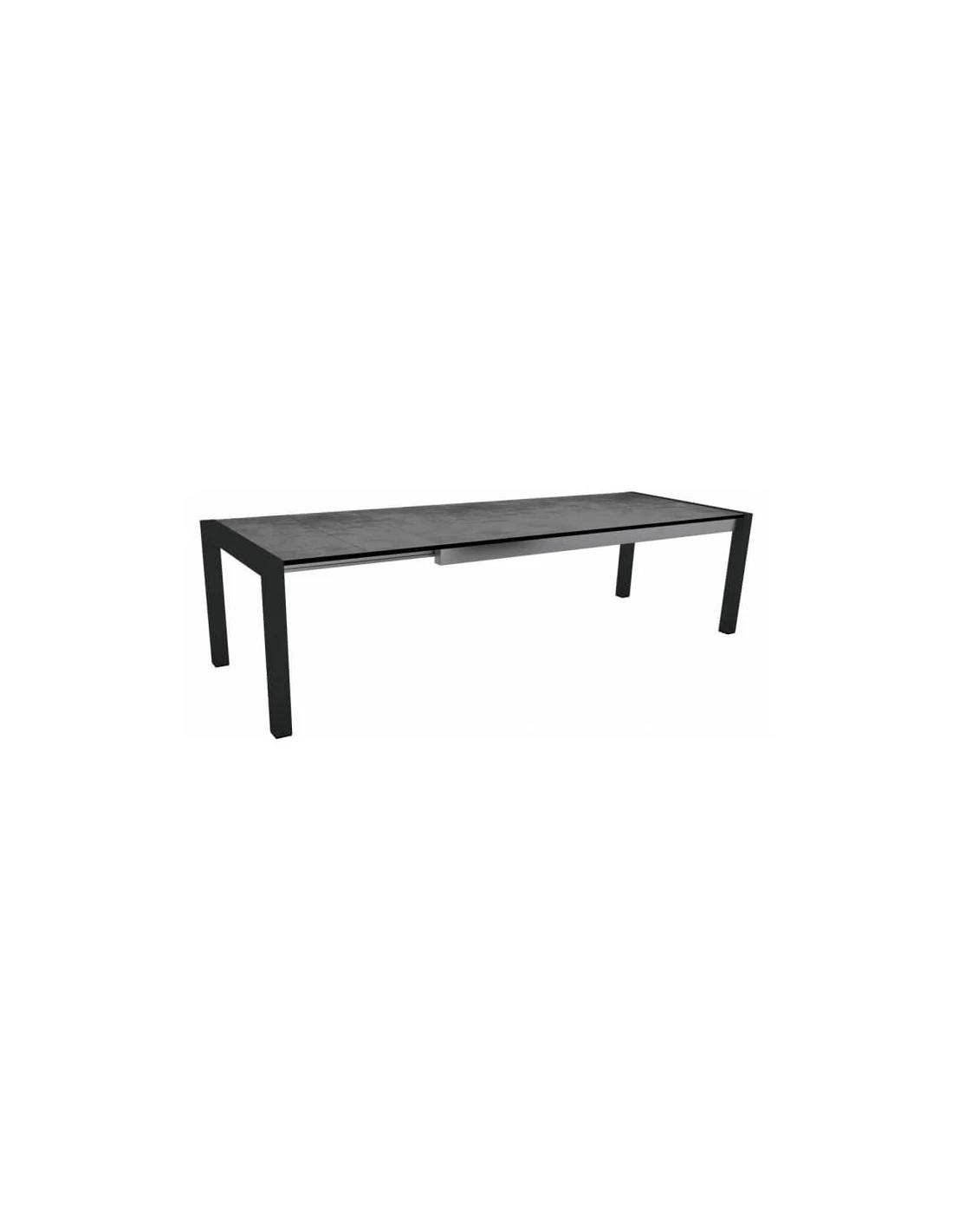 Table Extensible Aluminium Noir Mat 214 (254/294) X 100 Cm Plateau HPL - Ciment 3 Table Extensible Aluminium Noir Mat 214 (254/294) X 100 Cm Plateau HPL - Ciment