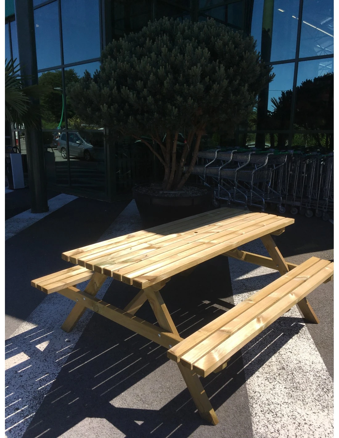 Table Pique-niques 200 X 150 X H80 Cm En Bois Massif Traité 5 Table Pique-niques 200 X 150 X H80 Cm En Bois Massif Traité – Image 3