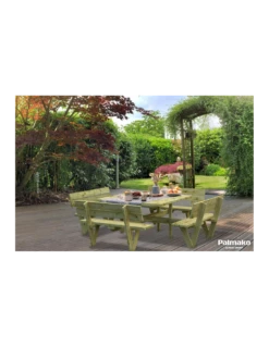 Table Pique-nique Arthur 274x274 Cm Traitée Autoclave 7 Table Pique-nique Arthur 274x274 Cm Traitée Autoclave -Petit Coin Vert Magasin table pique niques arthur 274x274 cm traitee autoclave 1