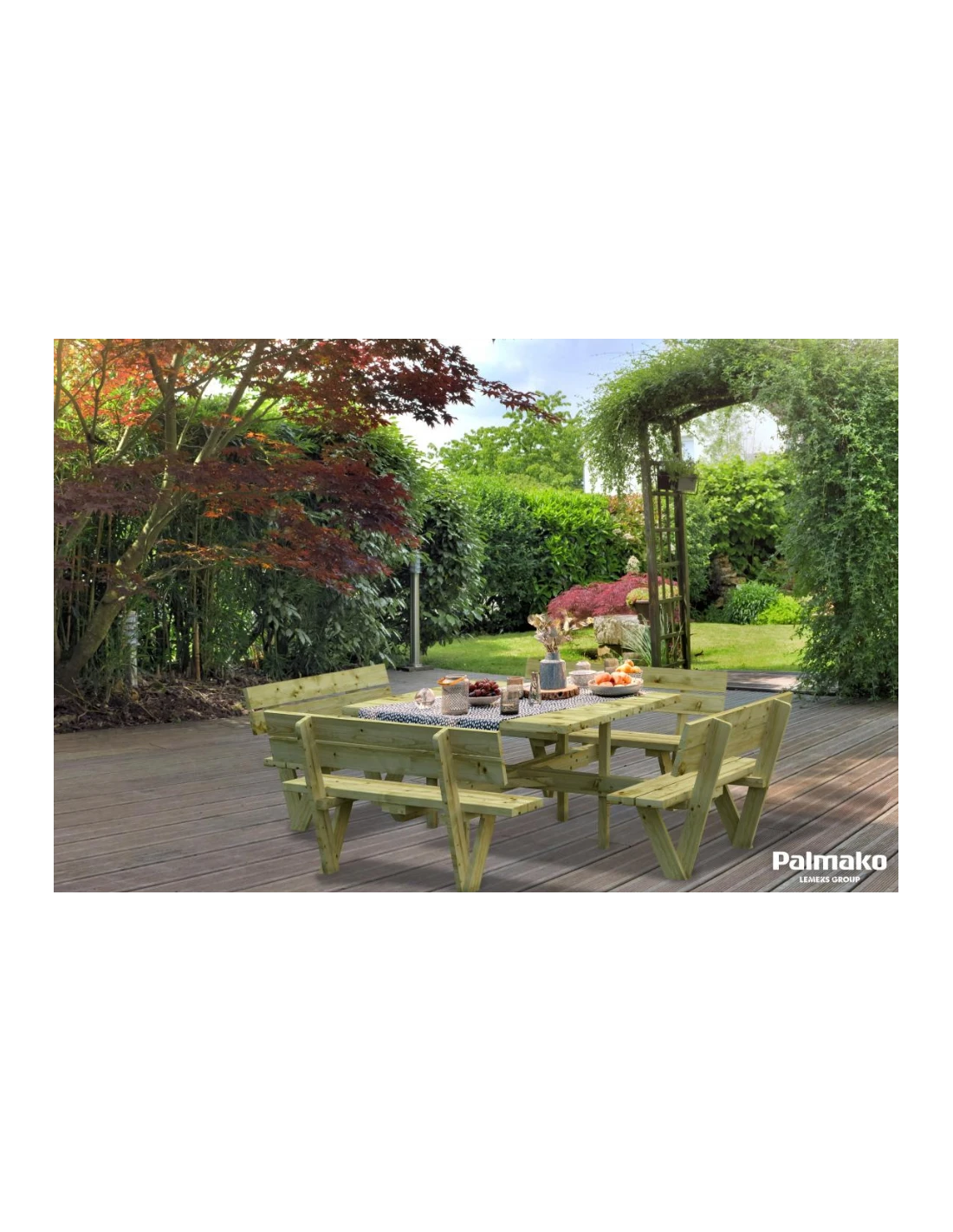 Table Pique-nique Arthur 274x274 Cm Traitée Autoclave 4 Table Pique-nique Arthur 274x274 Cm Traitée Autoclave – Image 2