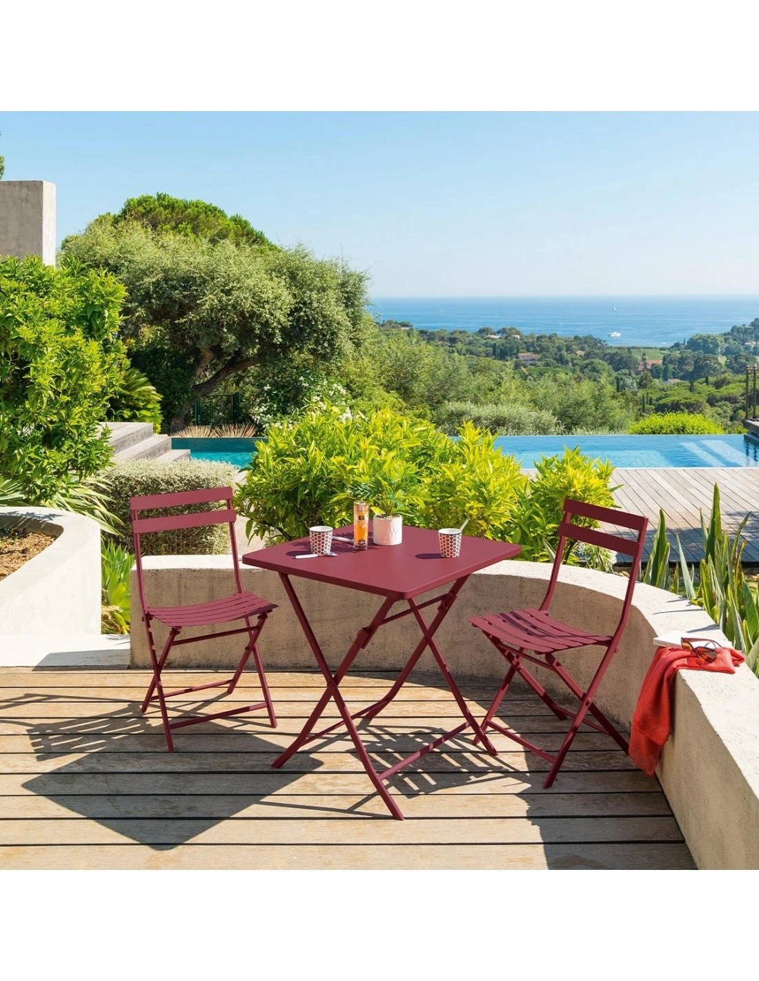 Table Pliante Carrée Greensboro 2 Places - Bordeaux 4 Table Pliante Carrée Greensboro 2 Places - Bordeaux – Image 2