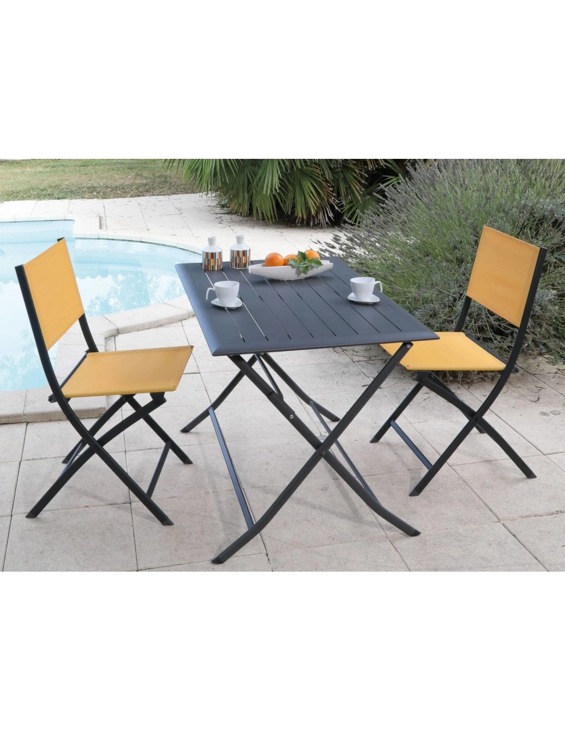 Table Pliante LORITA 110 X 70 Cm En Aluminium - Graphite 4 Table Pliante LORITA 110 X 70 Cm En Aluminium - Graphite – Image 2