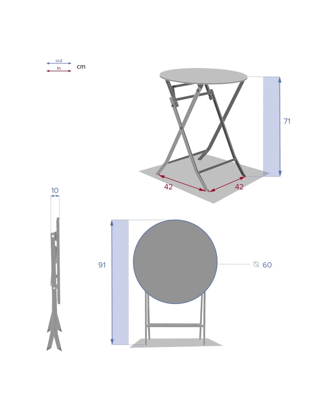 Table Pliante Ronde Greensboro 2 Places - Acier époxy 7 Table Pliante Ronde Greensboro 2 Places - Acier époxy – Image 5