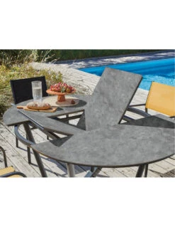 Table Valenza 125/175 X 125 En Aluminium / SPC - Graphite / Gris -Petit Coin Vert Magasin table valenza 125175 x 125 en aluminium spc graphite gris 1 2