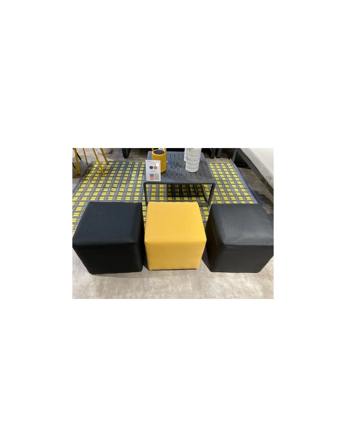 Tabouret CUB 43 X 43 Cm En Aluminium Et Toile TPEP - Noir 5 Tabouret CUB 43 X 43 Cm En Aluminium Et Toile TPEP - Noir – Image 3