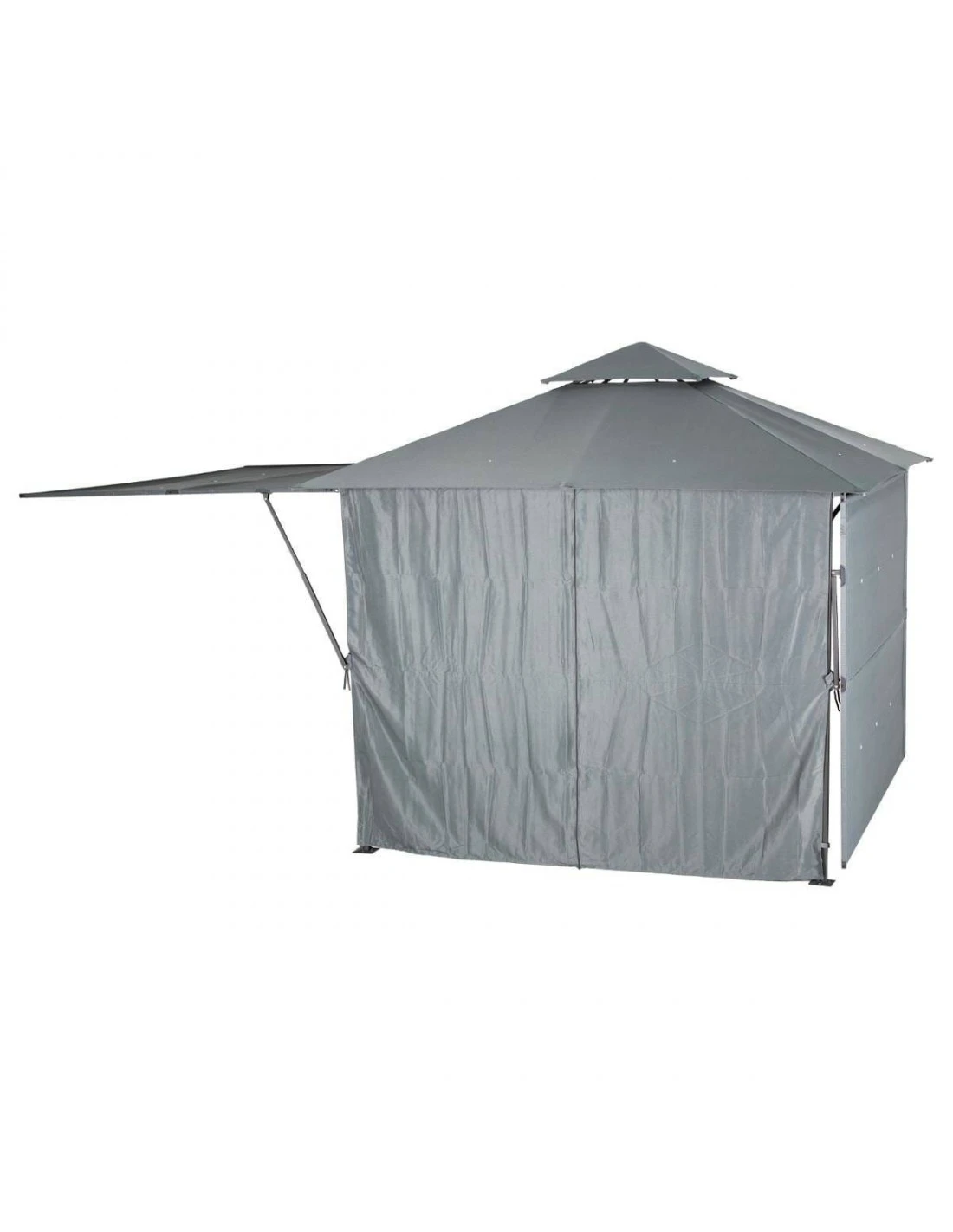 Tonnelle Avec Auvent Amalya 3x3m - Acier Traité époxy, Polyester Ardoise 6 Tonnelle Avec Auvent Amalya 3x3m - Acier Traité époxy, Polyester Ardoise – Image 4