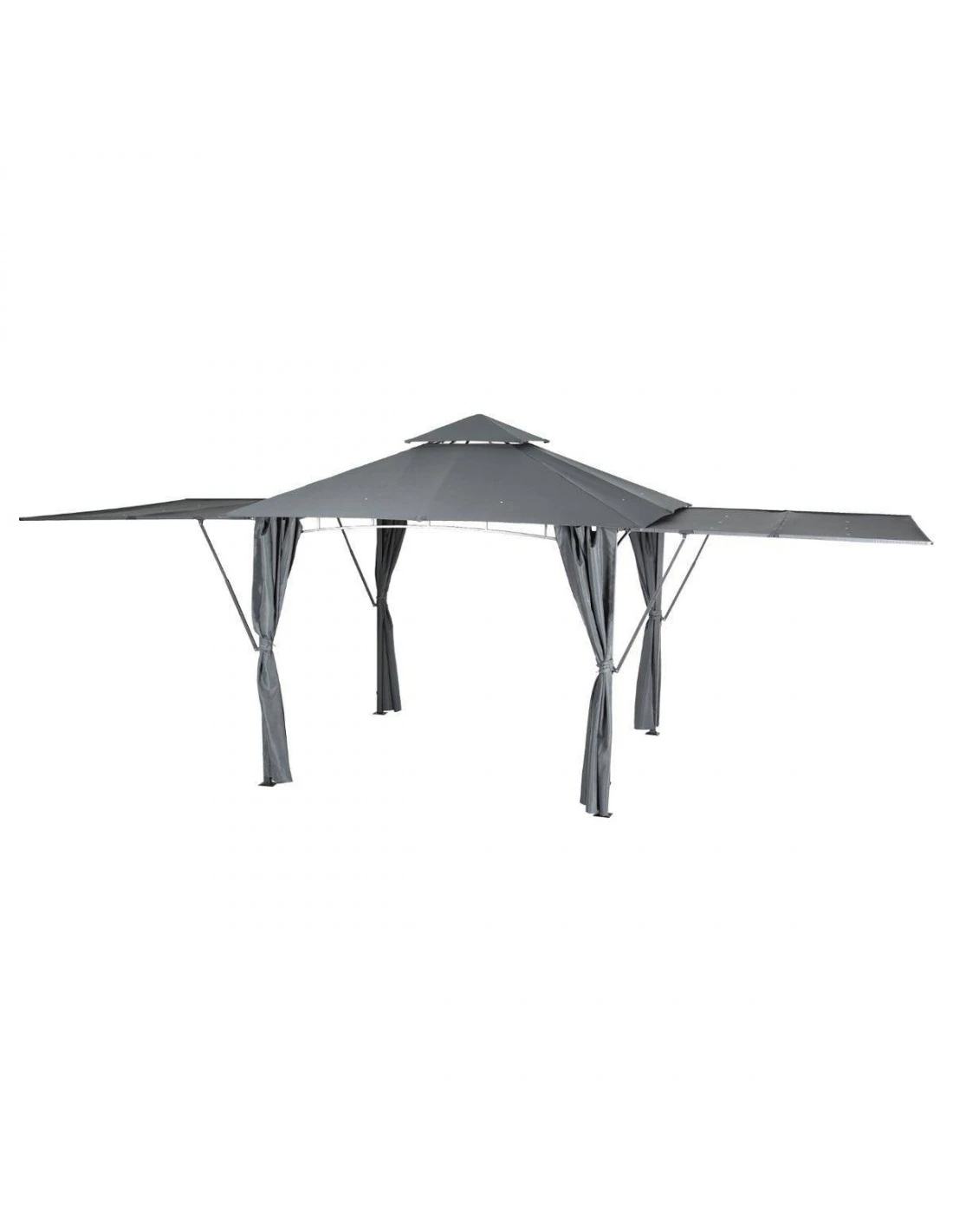 Tonnelle Avec Auvent Amalya 3x3m - Acier Traité époxy, Polyester Ardoise 11 Tonnelle Avec Auvent Amalya 3x3m - Acier Traité époxy, Polyester Ardoise – Image 9