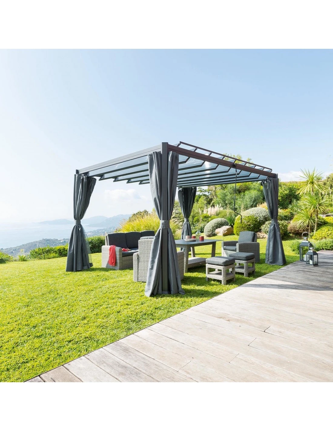 Tonnelle Belize 3 X 3.8 M - Aluminium Graphite Et Polycarbonate 3 Tonnelle Belize 3 X 3.8 M - Aluminium Graphite Et Polycarbonate